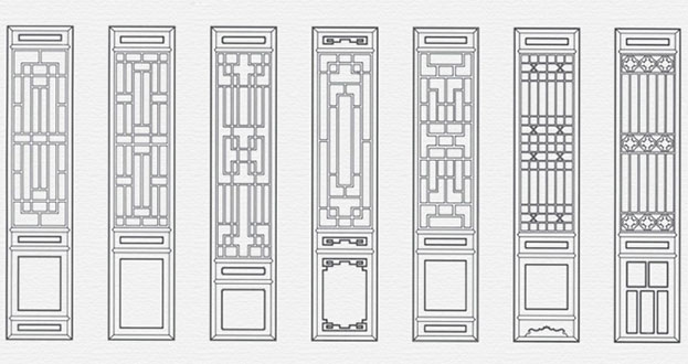 郁南常用中式仿古花窗图案隔断设计图